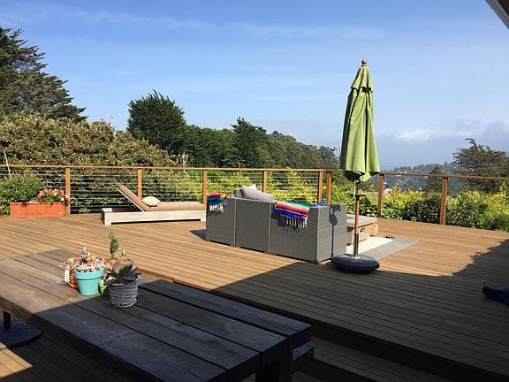 Outdoor dining area looking out towards Bay