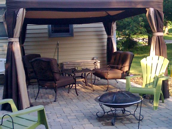 Patio; adjacent to lg. deck