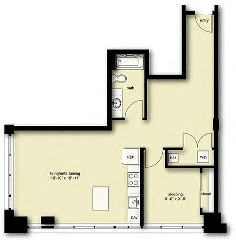 Floor plan Nolo 1 Bed 1 Bath B2