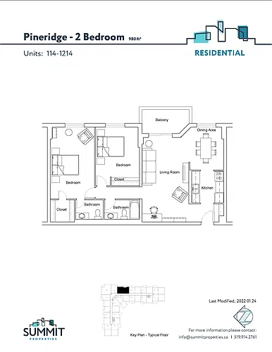 Floor plan 2 bedroom - 744 Proudfoot 2 Bed 1.5 Bath 4