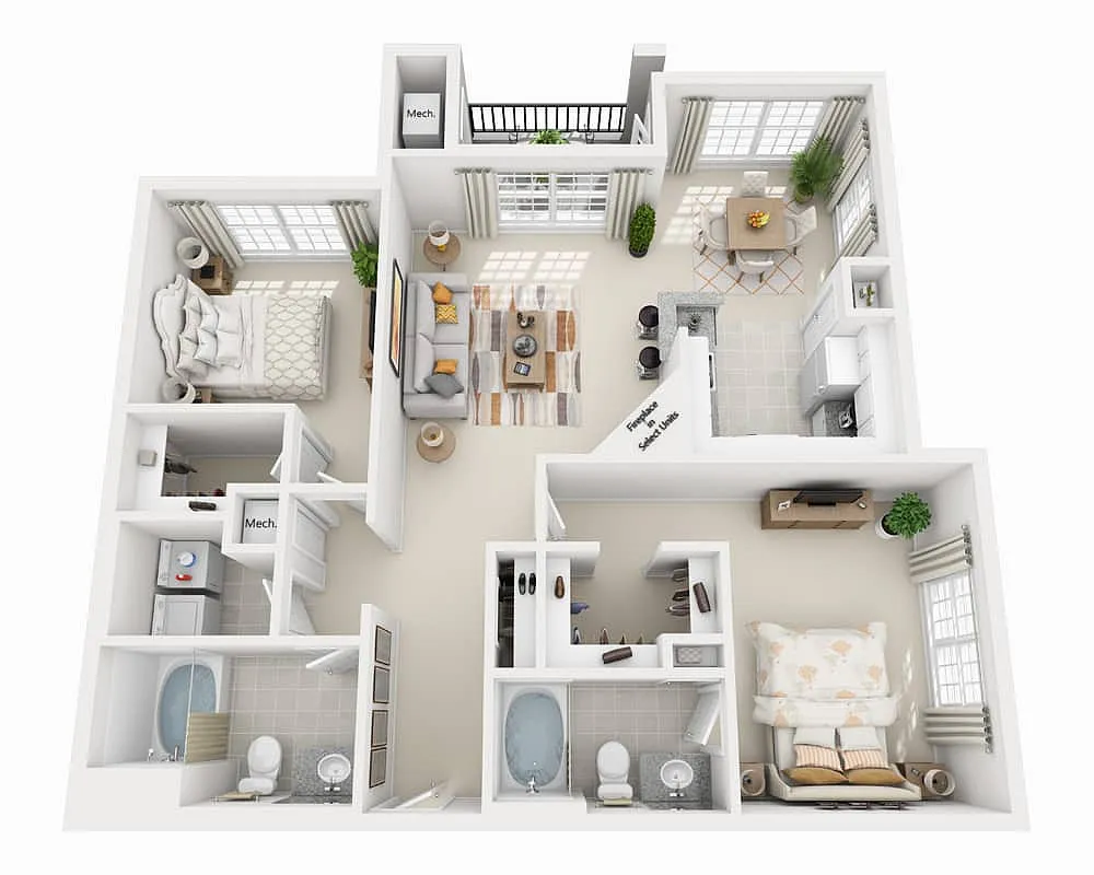 Floor plan Two Bedroom B2B