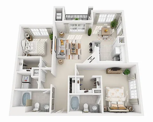 Floor plan Two Bedroom B2B