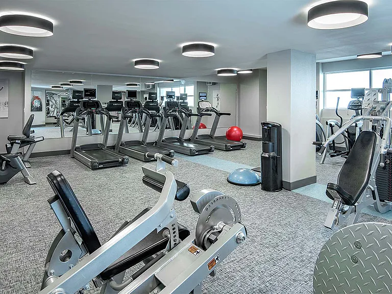Apartment community 24-hour fitness center at Griffis Belltown in Seattle, Washington.