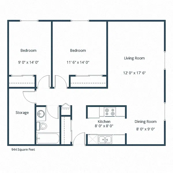 Floor plan Two Bedroom 21B