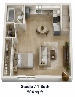 Floor plan Studio.1Ba