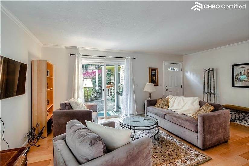 Flat screen TV, bookcase