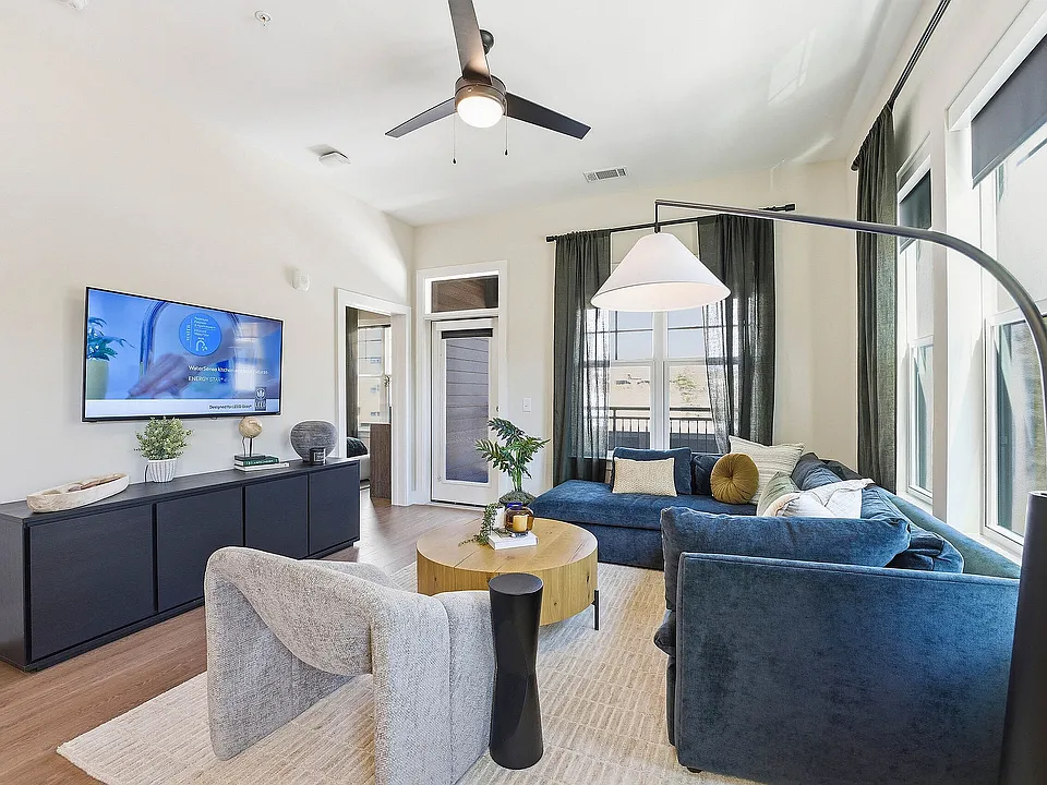 Spacious living rooms with solar shades