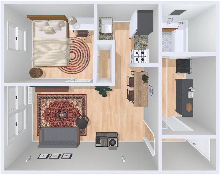 Floor plan 1bd/1b 3