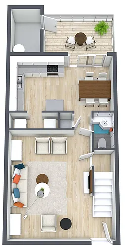 Floor plan 2BR - 1.5BTH Townhome