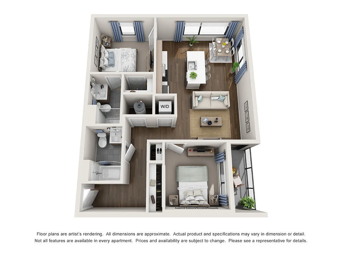 Floor plan 2BD, 2BTH B1