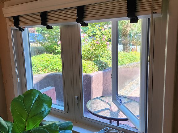 View of the living room window.