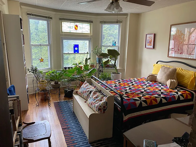 bedroom looking out into back yard