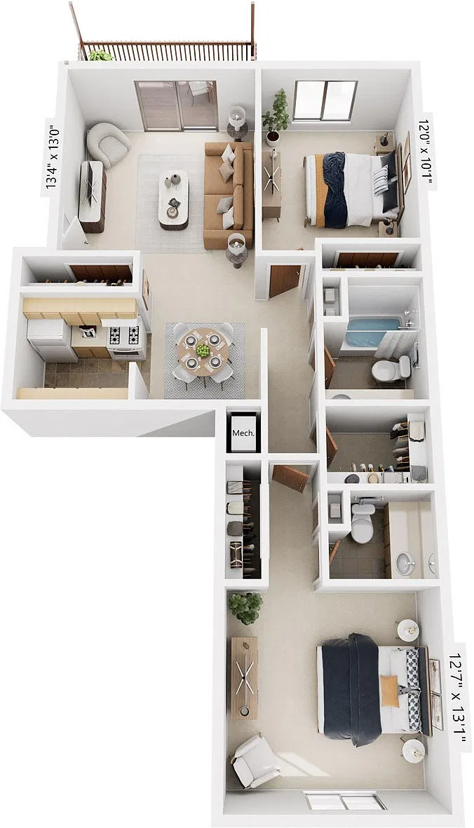 Floor plan Two Bedroom Walk-Thru
