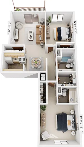 Floor plan Two Bedroom Walk-Thru