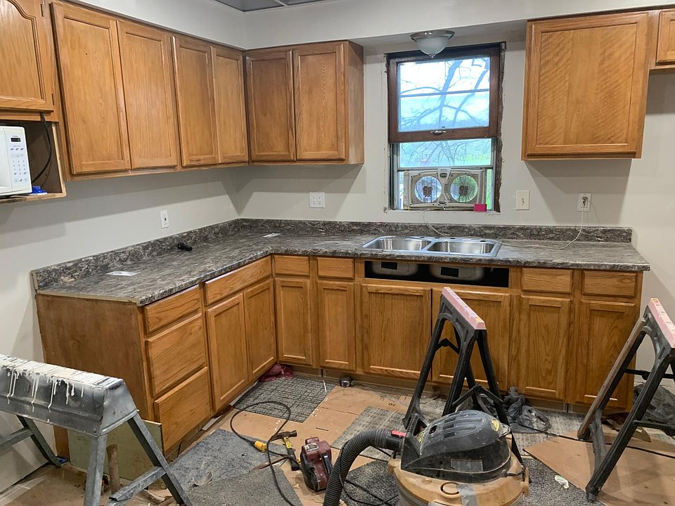 cleaning the kitchen