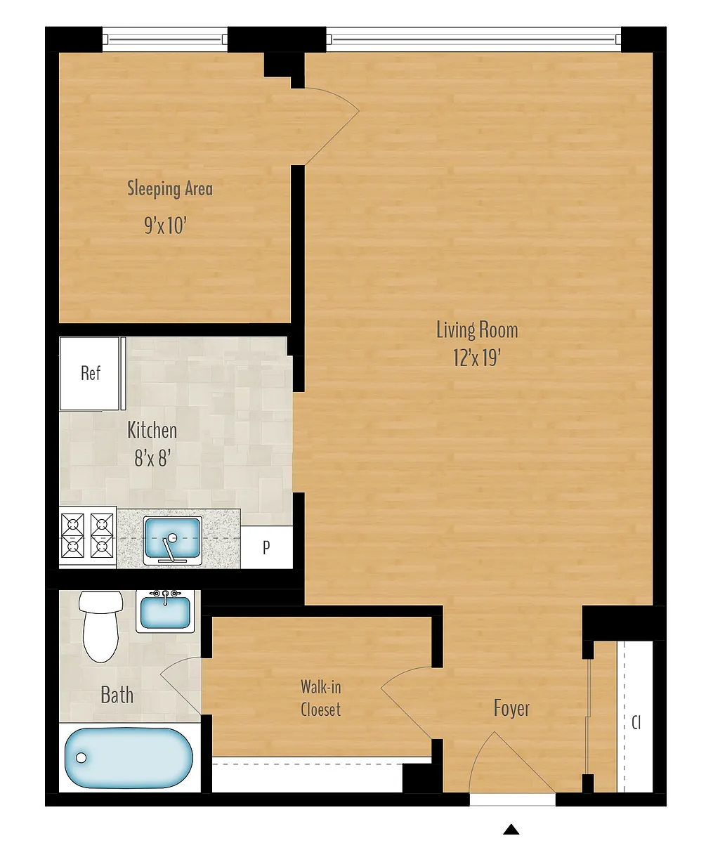 Floor plan Junior 1-Bedroom