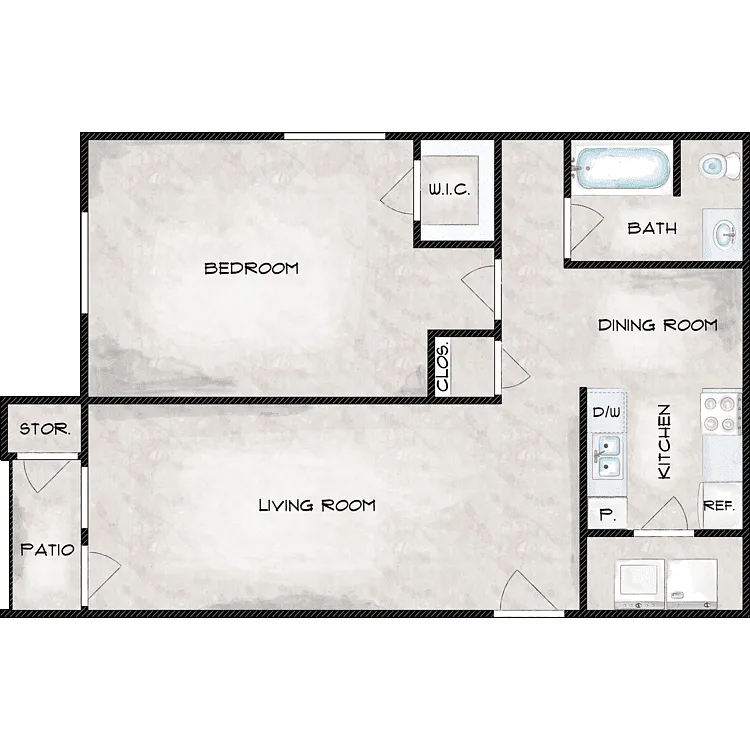 Floor plan 1 Bed 1 Bath