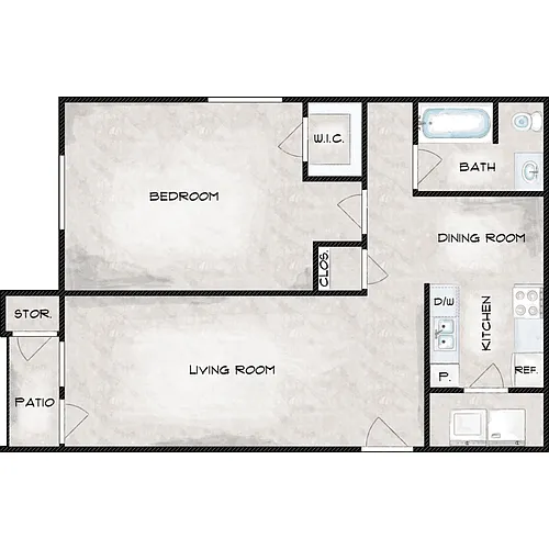 Floor plan 1 Bed 1 Bath