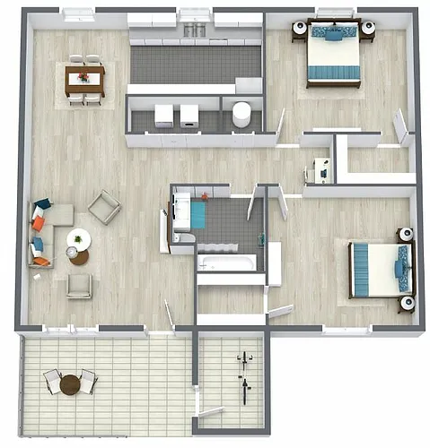 Floor plan 2 Bedroom, 1 Bathroom Renovated