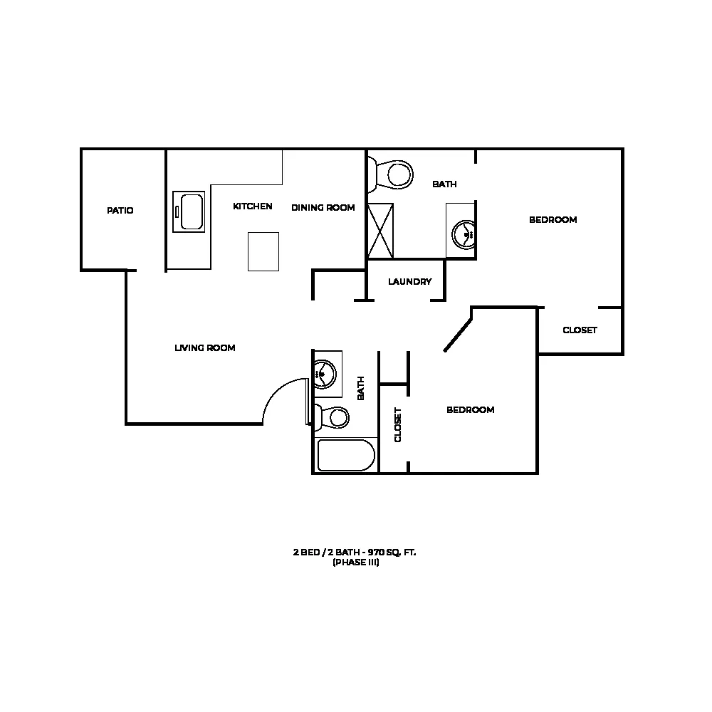 Floor plan Two Bed Two Bath A