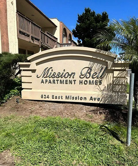 Mission Bell Apartments monument in Escondido.