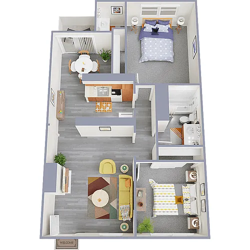Floor plan Two Bedroom One and a Half Bathroom