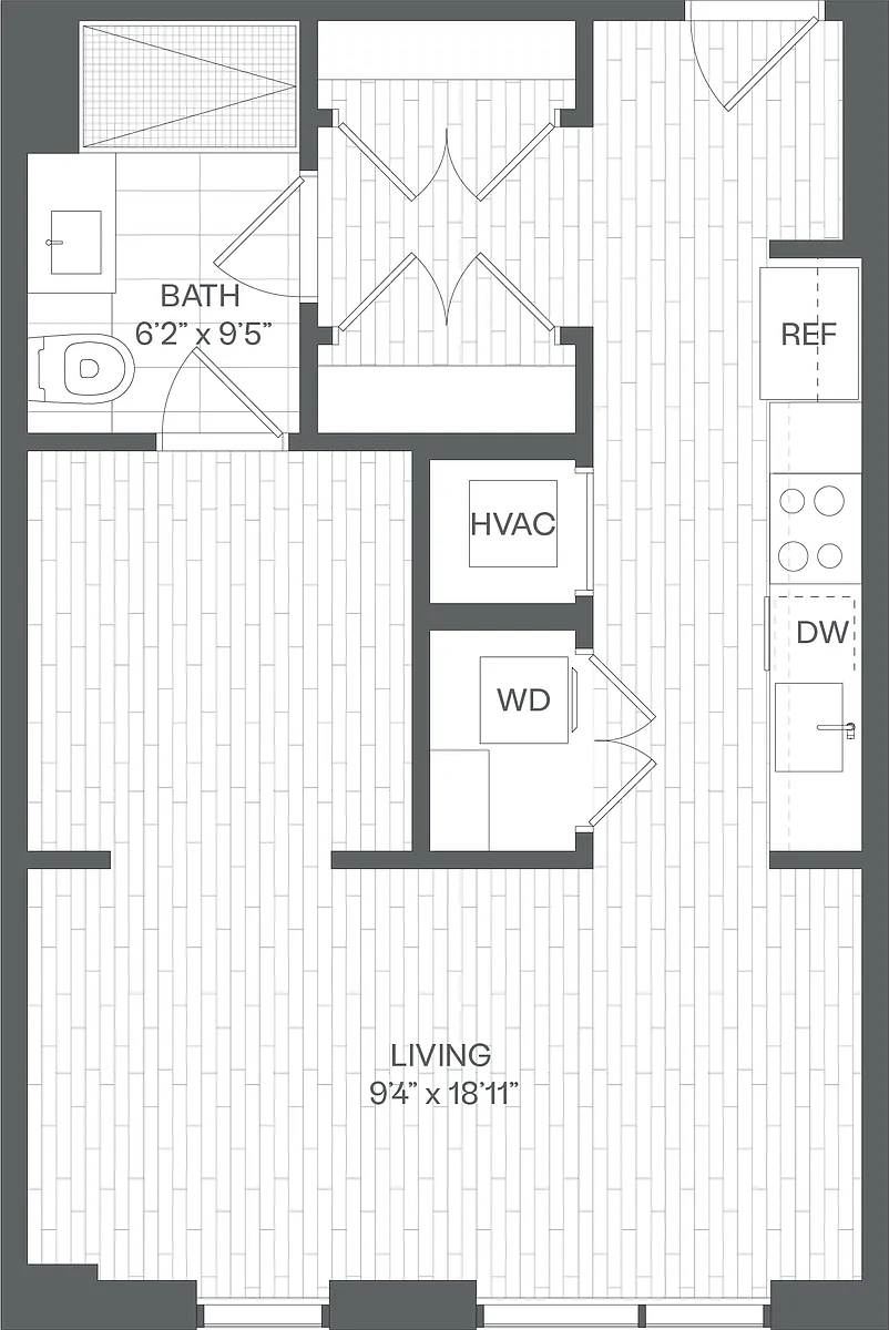 Floor plan Jr. 1 Bed/1 Bath-SA