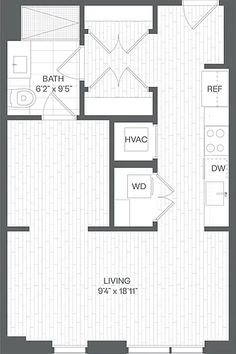 Floor plan Jr. 1 Bed/1 Bath-SA