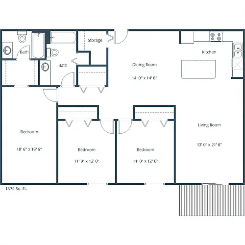 Floor plan Three Bedroom 32A