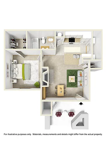 Floor plan 1 Bed 1 Bath
