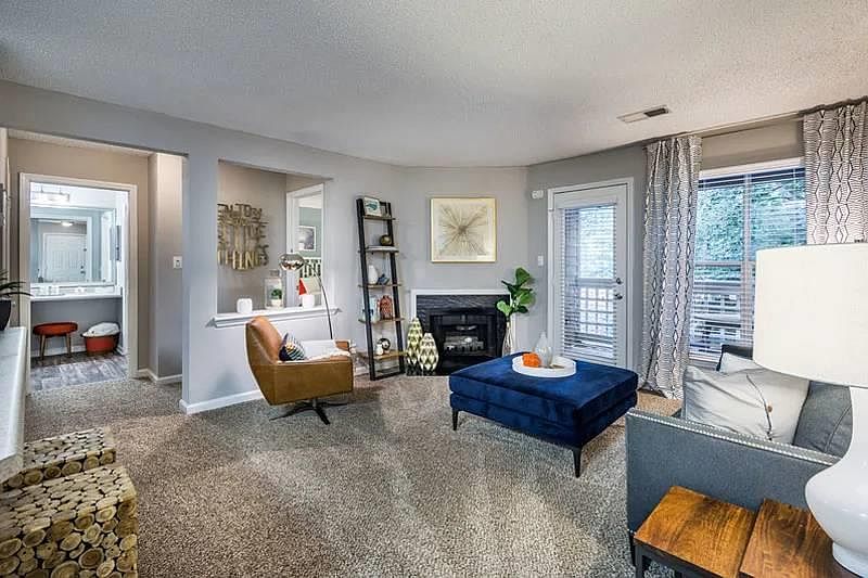 Living area with fireplace