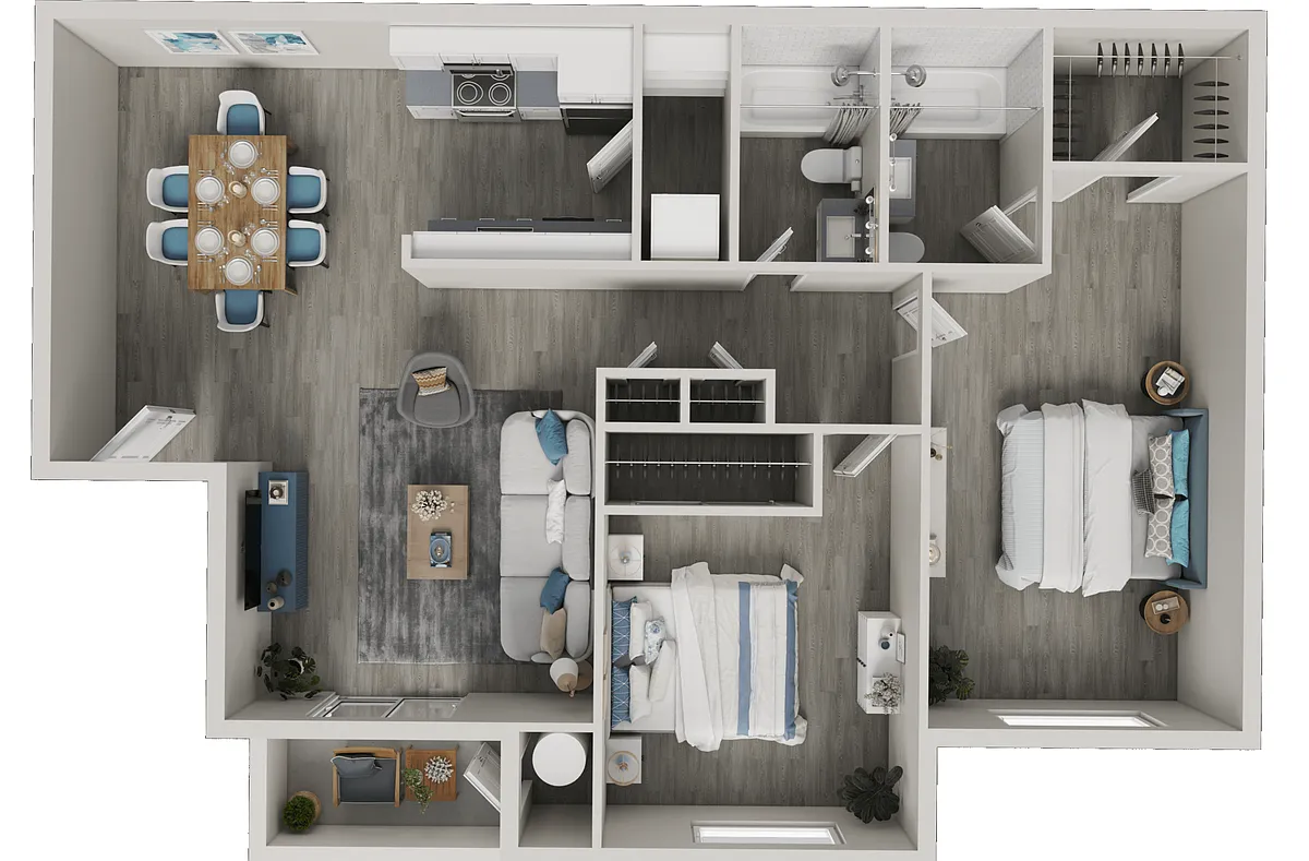 Floor plan 2 Bedroom/2 Bath