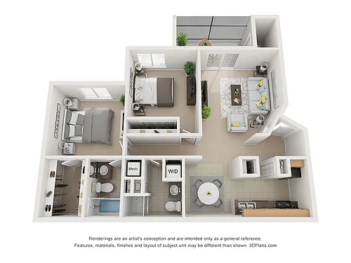 Floor plan One Bedroom with Den - Pinehurst II