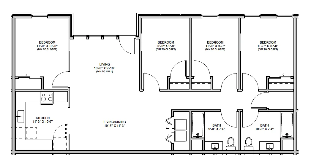 Floor plan 4 Bedroom x 2 Bathroom