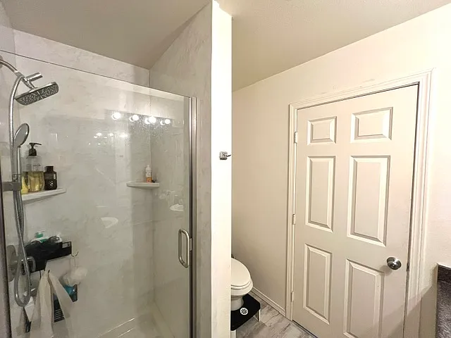 Walk in shower (no bathtub)