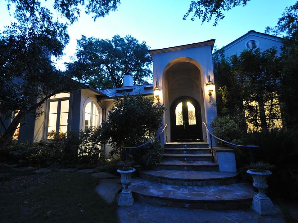 Twighlight front of home inside yard