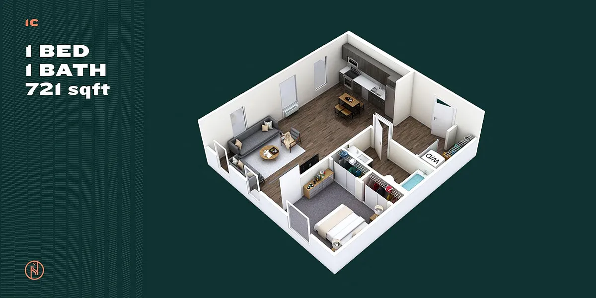 Floor plan One Bed One Bath C