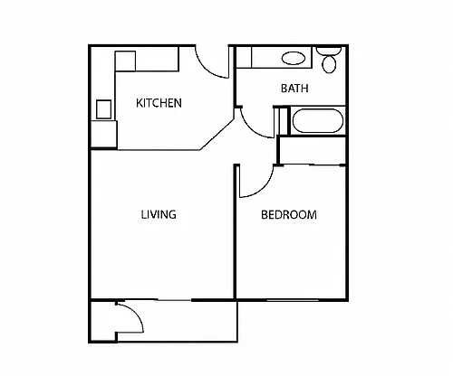 Floor plan 1 BR, 1 BA - Large