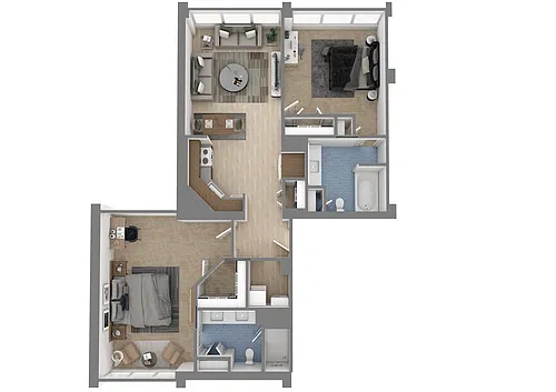 Floor plan 2 Bed | 2 Bath