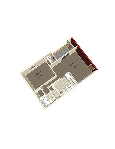 Floor plan 1 Bedroom 1 bath-Hunter Ridge