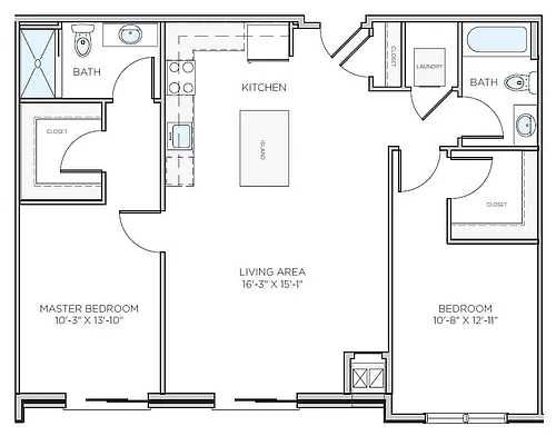 Floor plan 2 Bed/2 Bath-B6