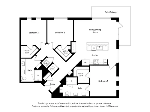 Floor plan 3 Bed/2 Bath-C2