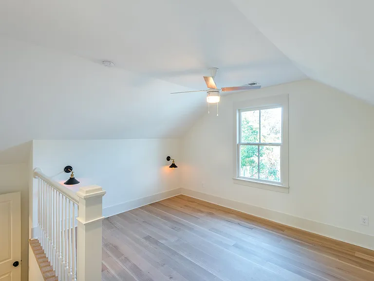 On the third floor is the master bedroom. Wall sconces allows for a king bed, if desired. Great lighting, with an incredible master bathroom in the following pictures.