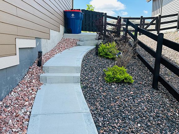 walkway and trash bins