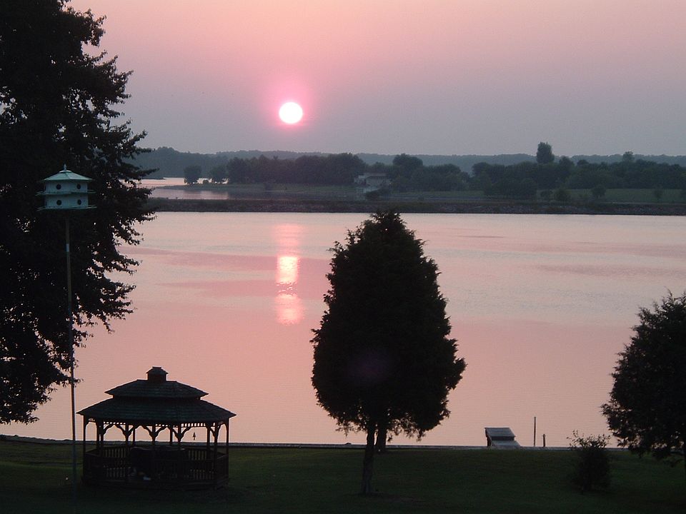 View of the lake at dawn.