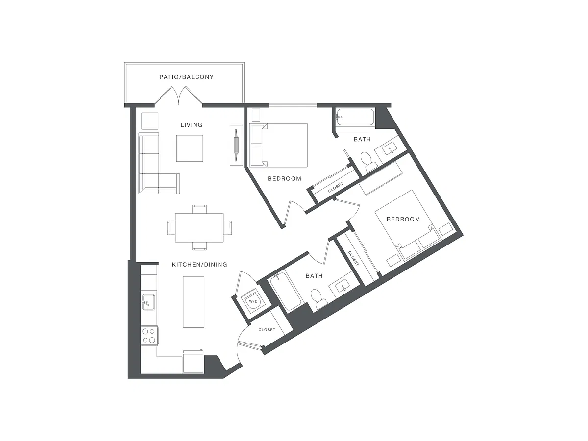 Floor plan 2 Bed/2 Bath-R-B7