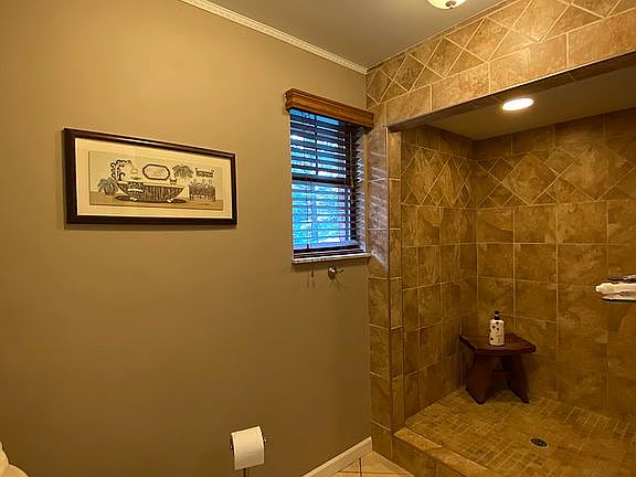 Easy entry tile shower