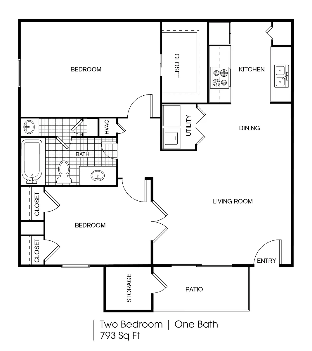 Floor plan 2 bedroom 1 bath