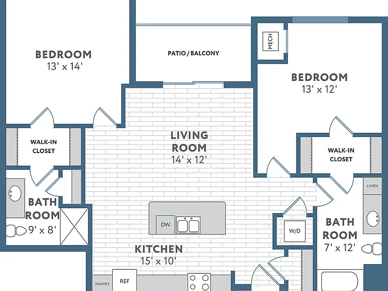 Floor Plan D2 | 22 Slate | Apartments in Madison, WI Floor Plan D2 | 22 Slate | Apartments in Madison, WI