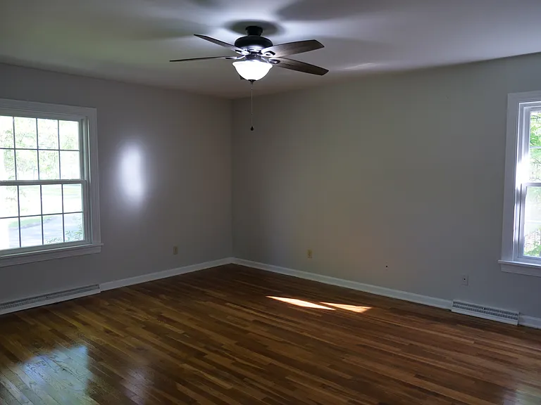Master bedroom with attached full bathroom.